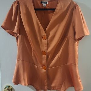 ANOTHER STORY peach satin blouse ptp21